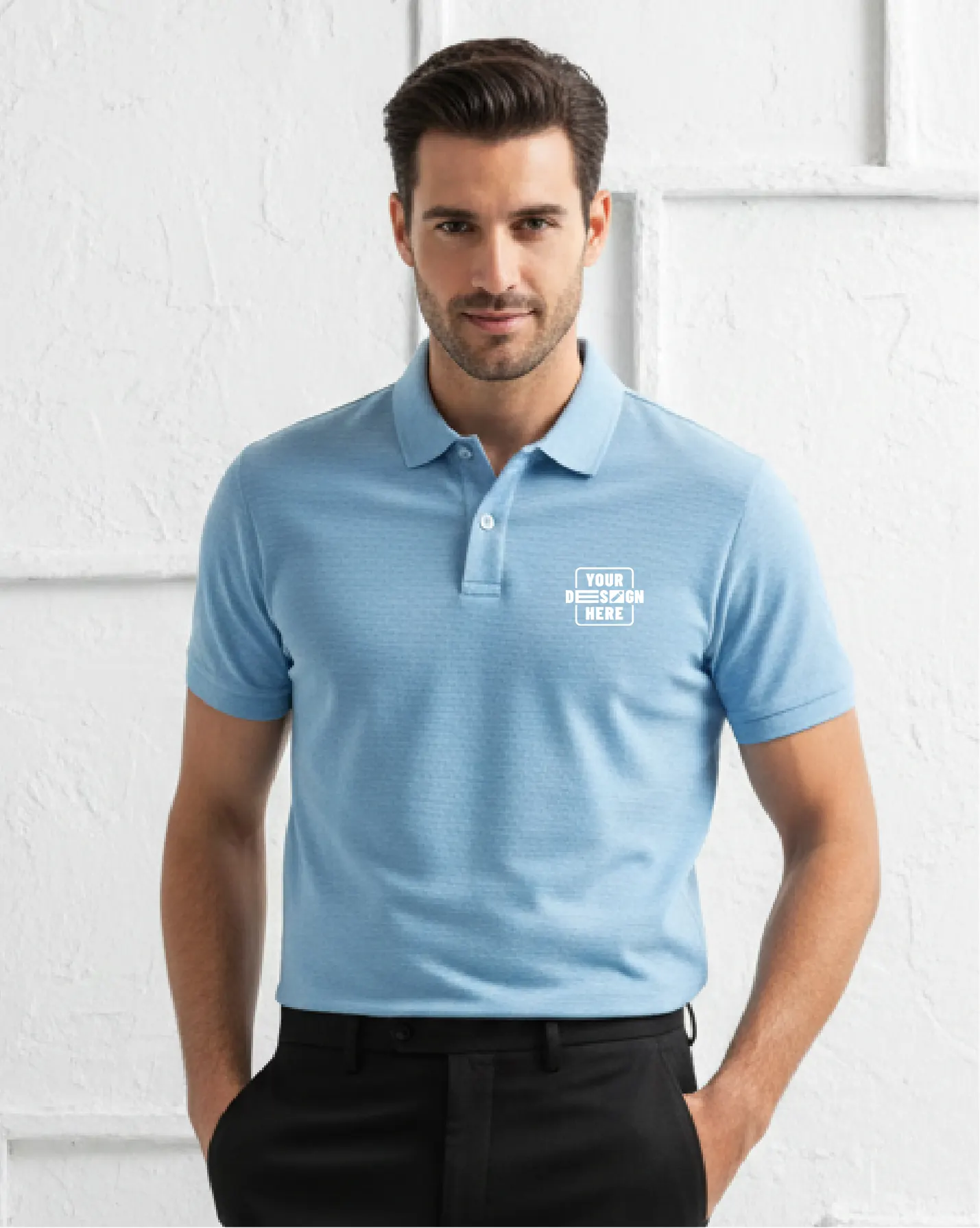 Cotton Premium Polo T-Shirt in sky blue